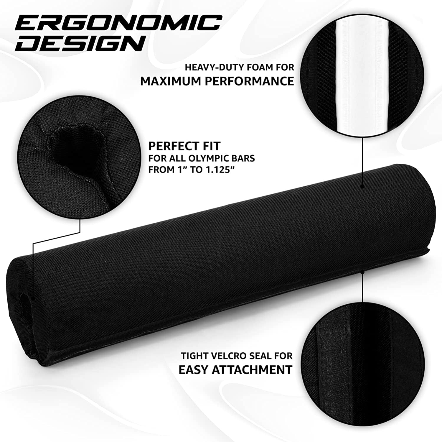 Yes4All Ergonomic Foam Bar Pad, Olympic Barbell Squat & Neck Pad for Squats, Hip Thrusts & Weight Lifting Bar