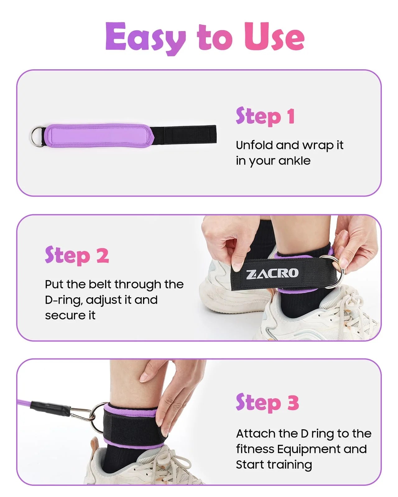 Ankle Resistance Bands Set, 3-Level Tube Band with Cuffs for Legs & Glutes Workout, Adjustable Ankle Straps for Home Gym Exercise, Fitness Training Equipment for Women and Men