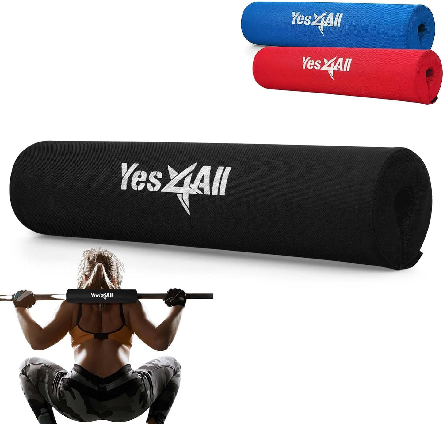 Yes4All Ergonomic Foam Bar Pad, Olympic Barbell Squat & Neck Pad for Squats, Hip Thrusts & Weight Lifting Bar