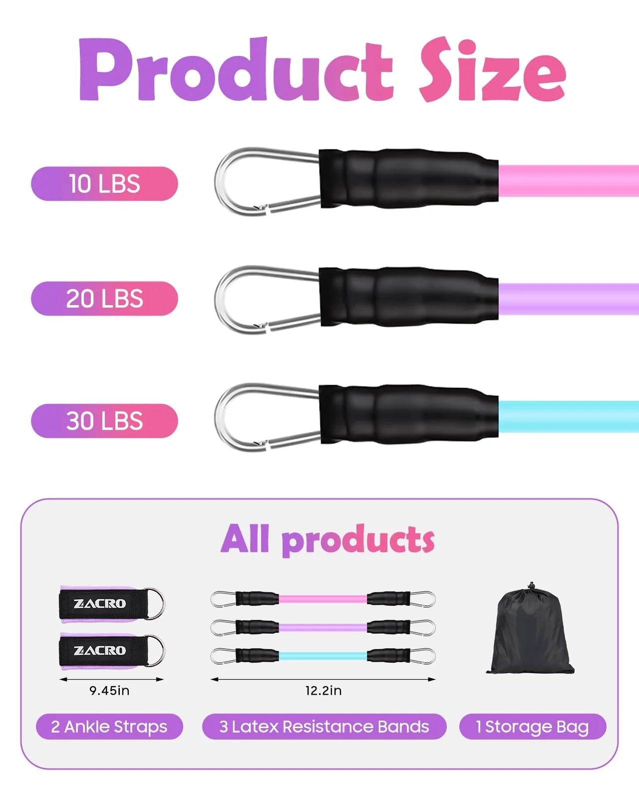 Ankle Resistance Bands Set, 3-Level Tube Band with Cuffs for Legs & Glutes Workout, Adjustable Ankle Straps for Home Gym Exercise, Fitness Training Equipment for Women and Men