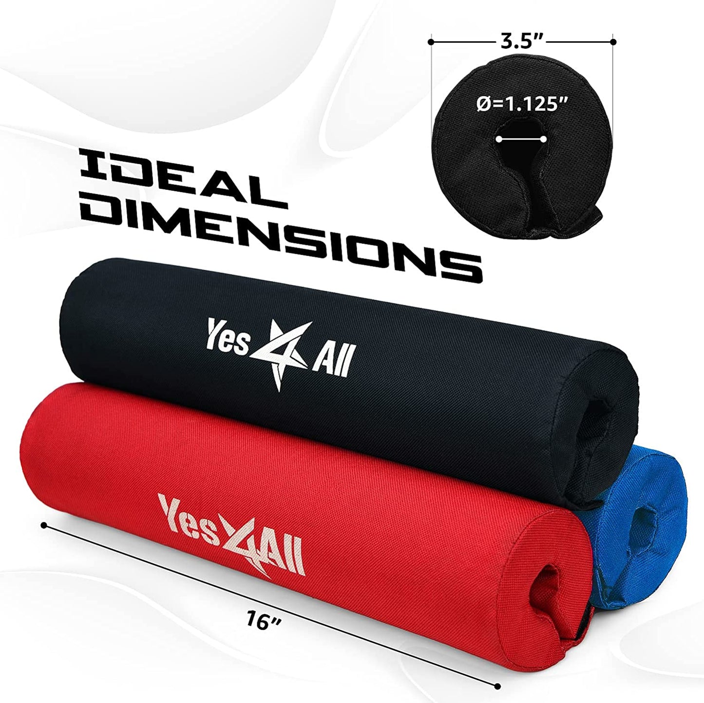 Yes4All Ergonomic Foam Bar Pad, Olympic Barbell Squat & Neck Pad for Squats, Hip Thrusts & Weight Lifting Bar