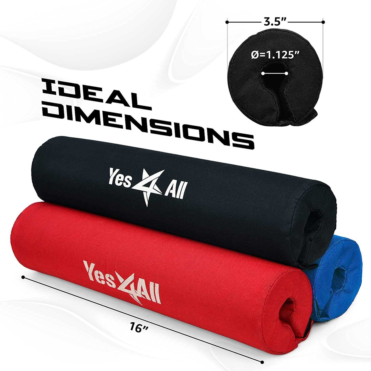 Yes4All Ergonomic Foam Bar Pad, Olympic Barbell Squat & Neck Pad for Squats, Hip Thrusts & Weight Lifting Bar